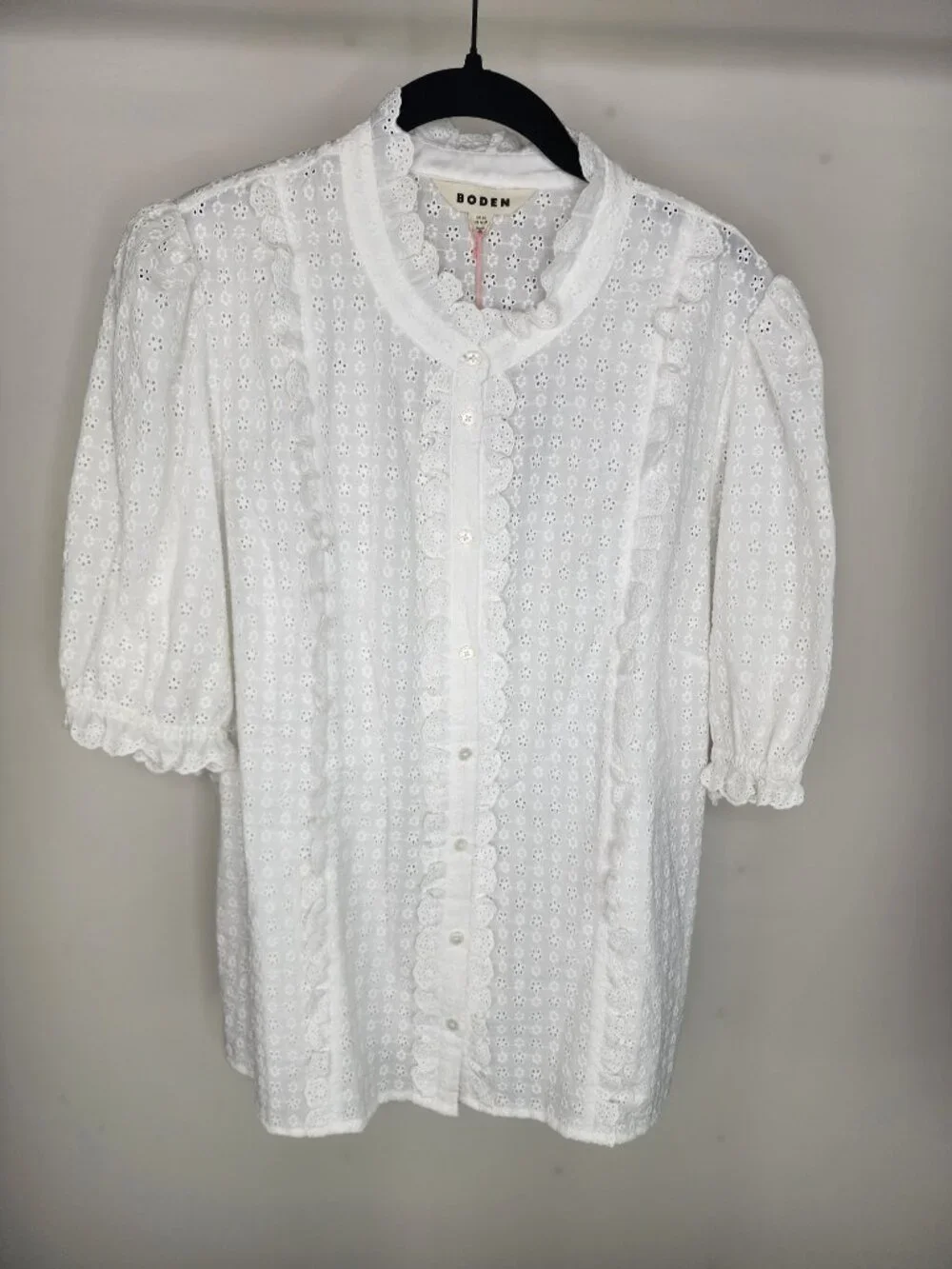 NWT Boden Feminine Cotton Blouse White US Size 16-18